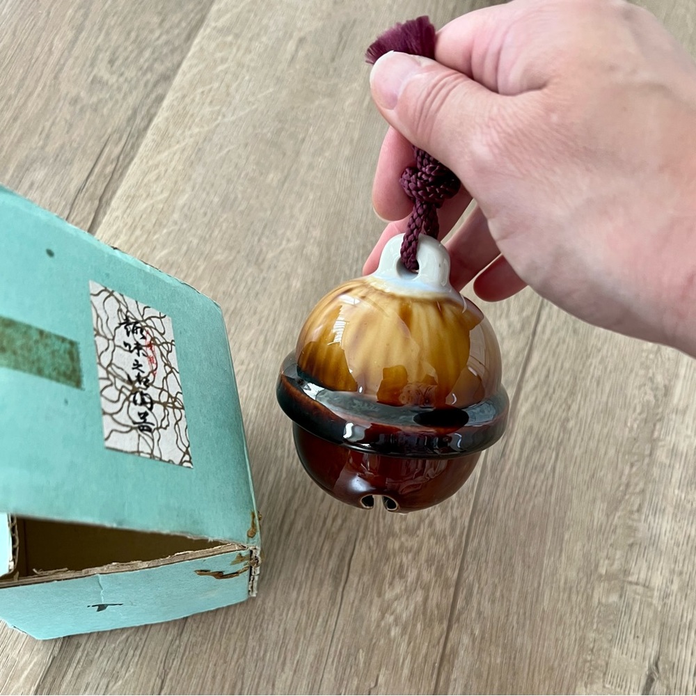 Vintage Japanese Ceramic Bell‎ Brown